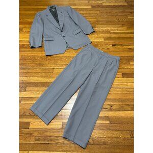 VTG Towncraft Mens Suit Sz 43L Blazer Jacket 34x28 Dress Pants Gray Wool Striped